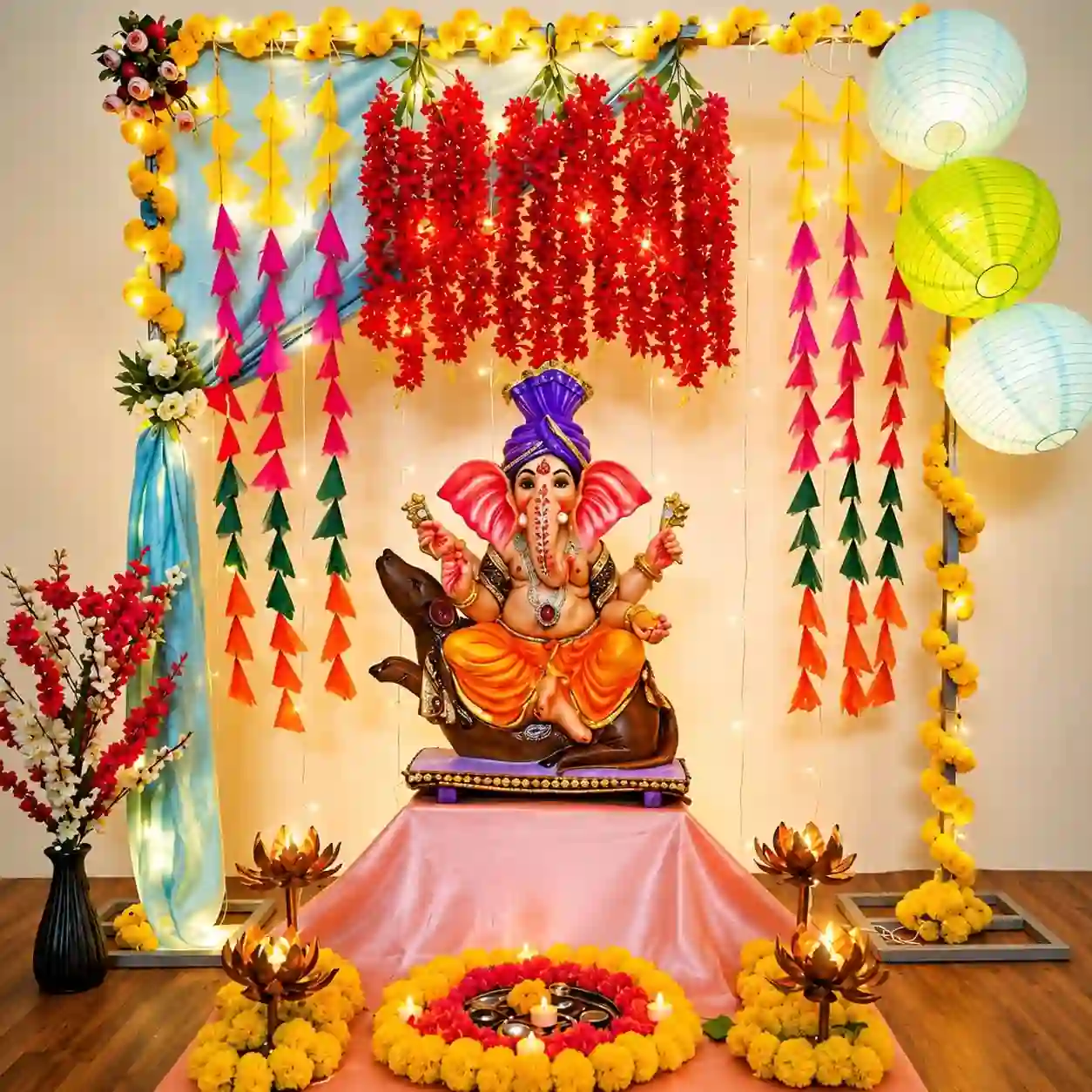 Stylish Lanterns Ganesh Pooja Decor